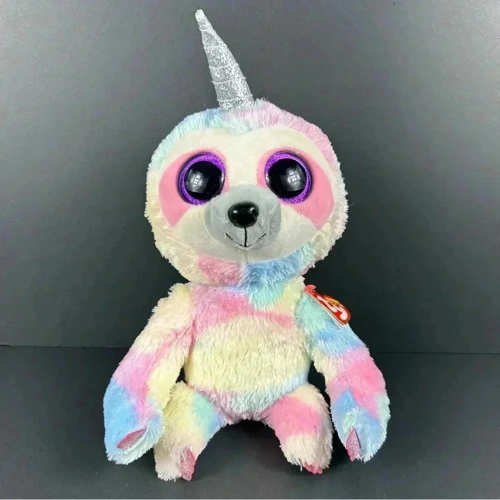 TY Beanie Boo Cooper Horn Sloth - Rare Unicorn Sloth Plush - June 20 Birthday